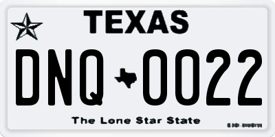 TX license plate DNQ0022