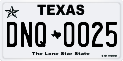 TX license plate DNQ0025
