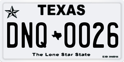 TX license plate DNQ0026