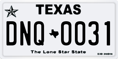 TX license plate DNQ0031
