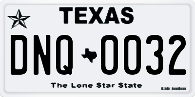 TX license plate DNQ0032