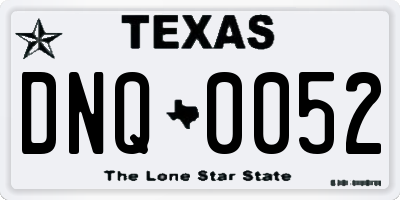 TX license plate DNQ0052
