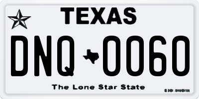 TX license plate DNQ0060