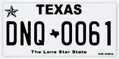 TX license plate DNQ0061