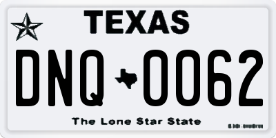 TX license plate DNQ0062