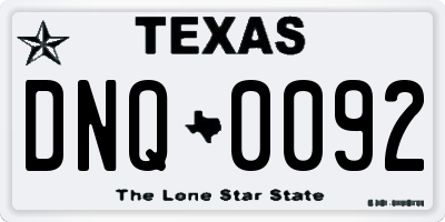 TX license plate DNQ0092