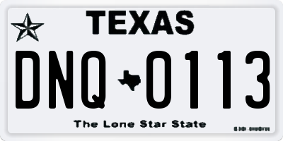 TX license plate DNQ0113