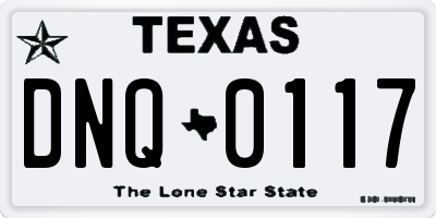 TX license plate DNQ0117