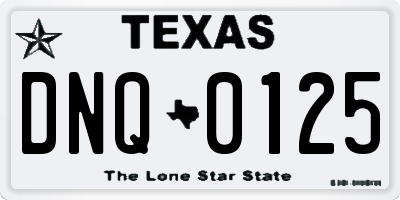 TX license plate DNQ0125