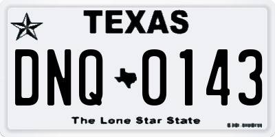 TX license plate DNQ0143