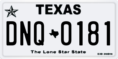 TX license plate DNQ0181