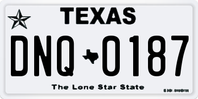 TX license plate DNQ0187