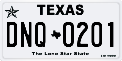TX license plate DNQ0201