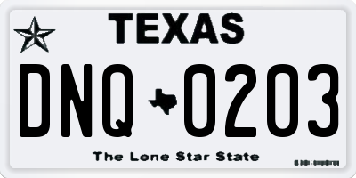 TX license plate DNQ0203