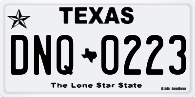 TX license plate DNQ0223