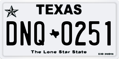 TX license plate DNQ0251