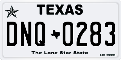 TX license plate DNQ0283