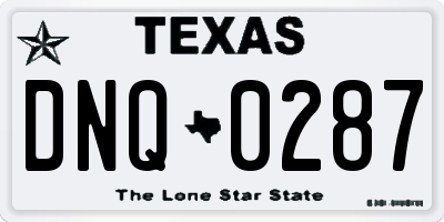 TX license plate DNQ0287