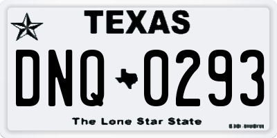 TX license plate DNQ0293