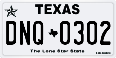 TX license plate DNQ0302