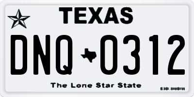 TX license plate DNQ0312