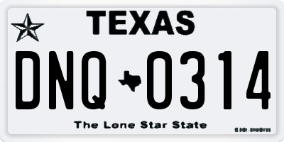 TX license plate DNQ0314
