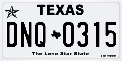 TX license plate DNQ0315