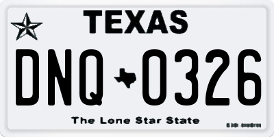 TX license plate DNQ0326