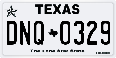TX license plate DNQ0329