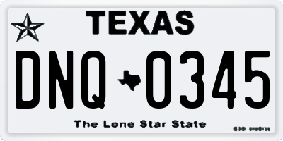 TX license plate DNQ0345