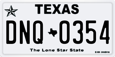 TX license plate DNQ0354