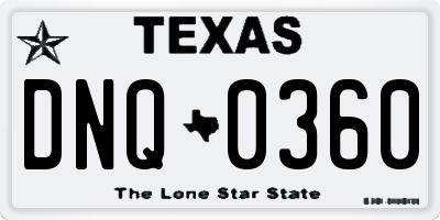 TX license plate DNQ0360