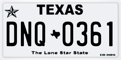 TX license plate DNQ0361