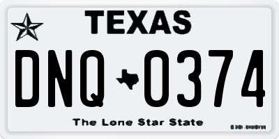 TX license plate DNQ0374