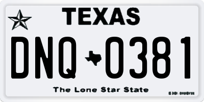 TX license plate DNQ0381