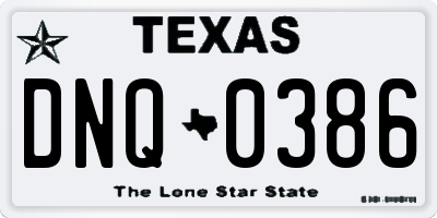 TX license plate DNQ0386