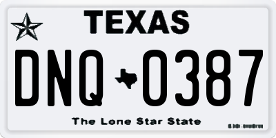 TX license plate DNQ0387