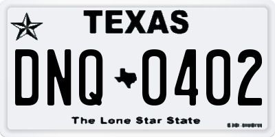 TX license plate DNQ0402
