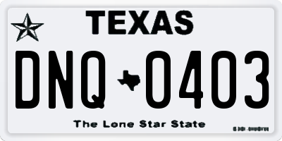 TX license plate DNQ0403