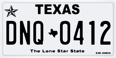 TX license plate DNQ0412