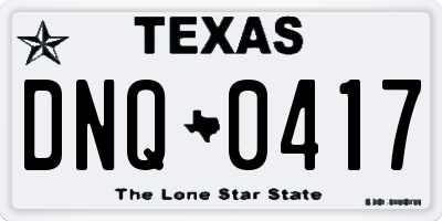 TX license plate DNQ0417