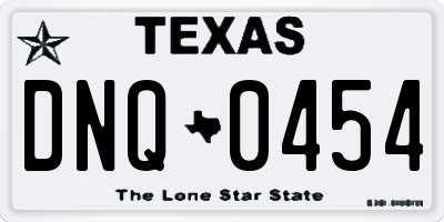 TX license plate DNQ0454