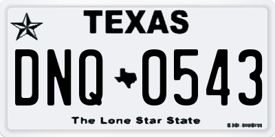 TX license plate DNQ0543