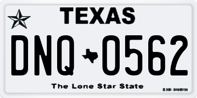 TX license plate DNQ0562