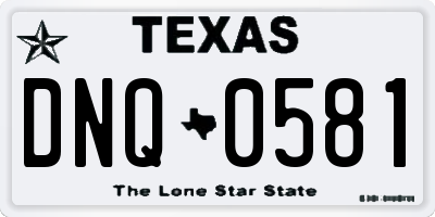 TX license plate DNQ0581