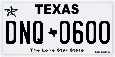 TX license plate DNQ0600