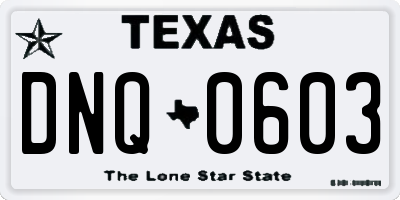 TX license plate DNQ0603