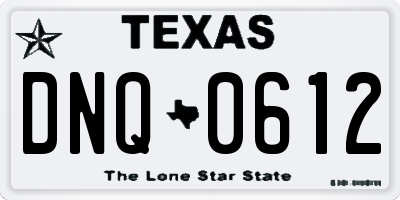 TX license plate DNQ0612