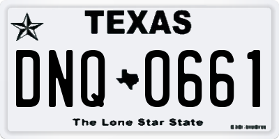 TX license plate DNQ0661