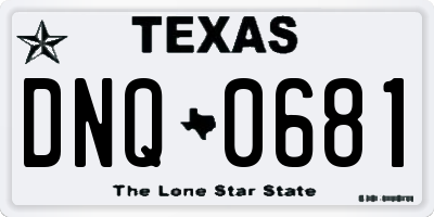 TX license plate DNQ0681